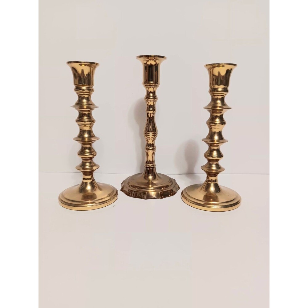 Brass Candle Stick Holders Assorted Lot Of 3 ( 7"/7.5" ) Home Wedding Decor